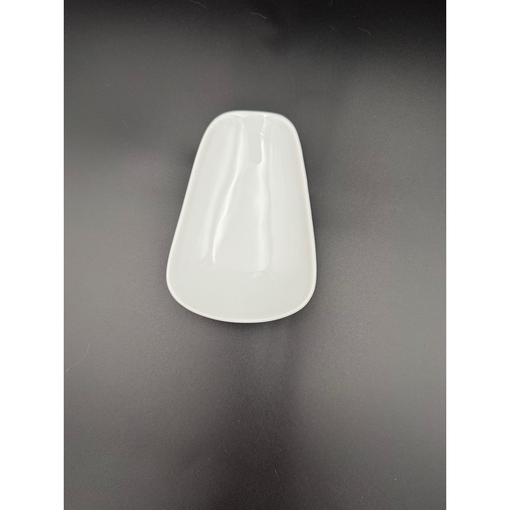 White Ceramic Spoon Rest Tapered Modern Minimalist Stoneware Appetizer Tray